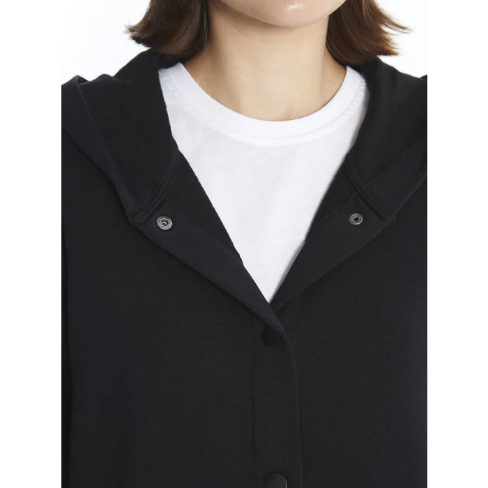 LCWAIKIKI Basic Siyah Kapüşonlu Kadın Hırka