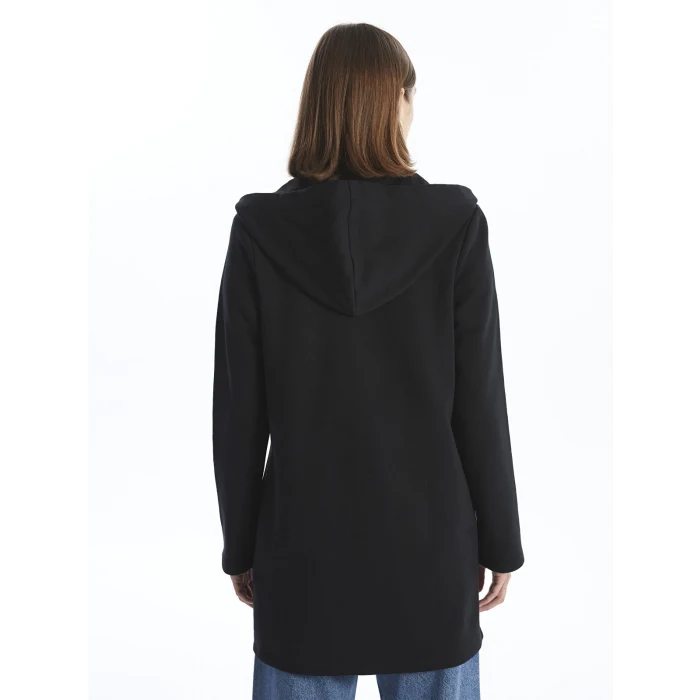 LCWAIKIKI Basic Siyah Kapüşonlu Kadın Hırka