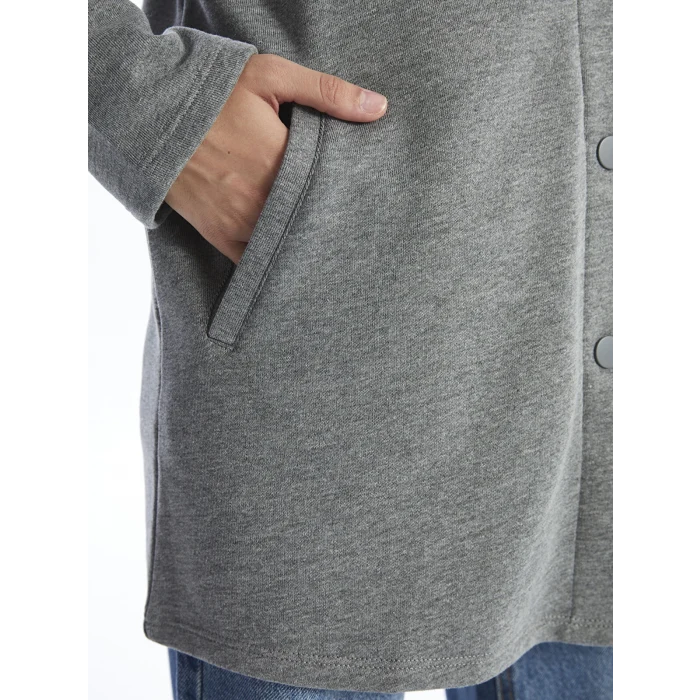 LCWAIKIKI Basic Antrasit Kapüşonlu Kadın Hırka