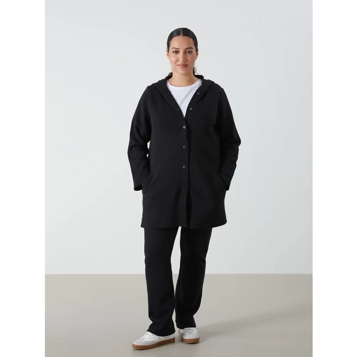 LCWAIKIKI Basic Siyah Kapüşonlu Kadın Hırka