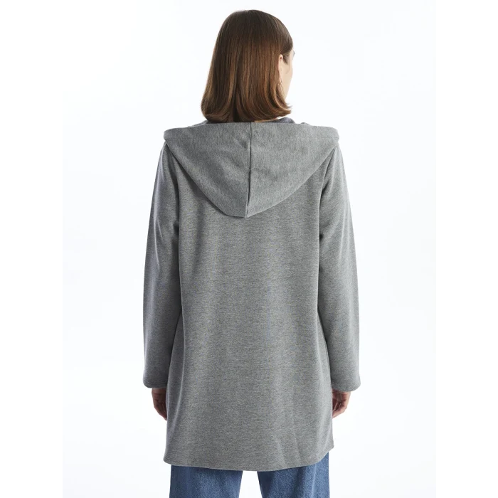 LCWAIKIKI Basic Antrasit Kapüşonlu Kadın Hırka