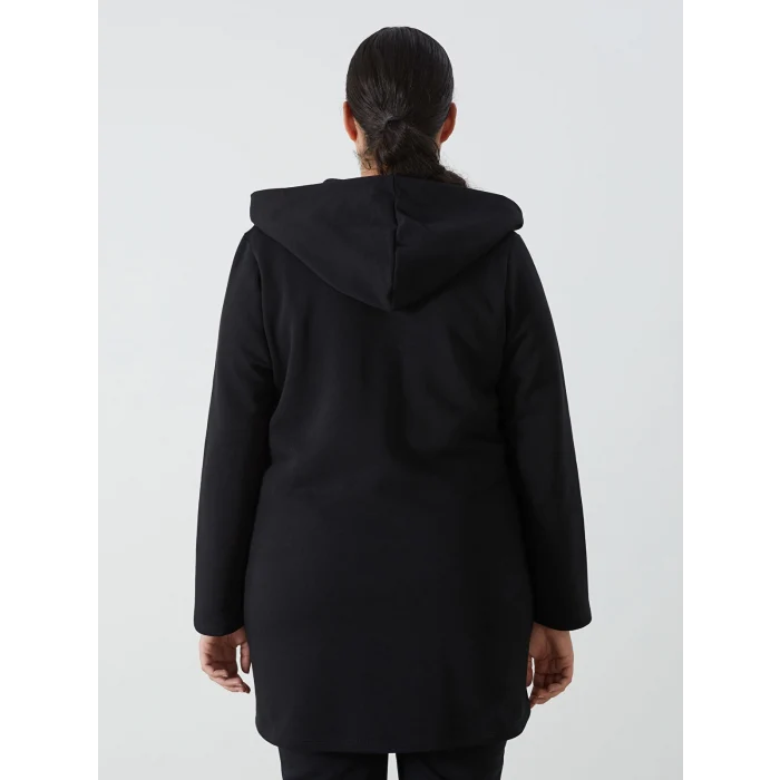 LCWAIKIKI Basic Siyah Kapüşonlu Kadın Hırka