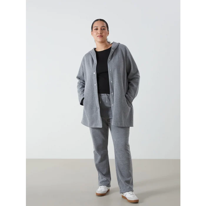 LCWAIKIKI Basic Antrasit Kapüşonlu Kadın Hırka