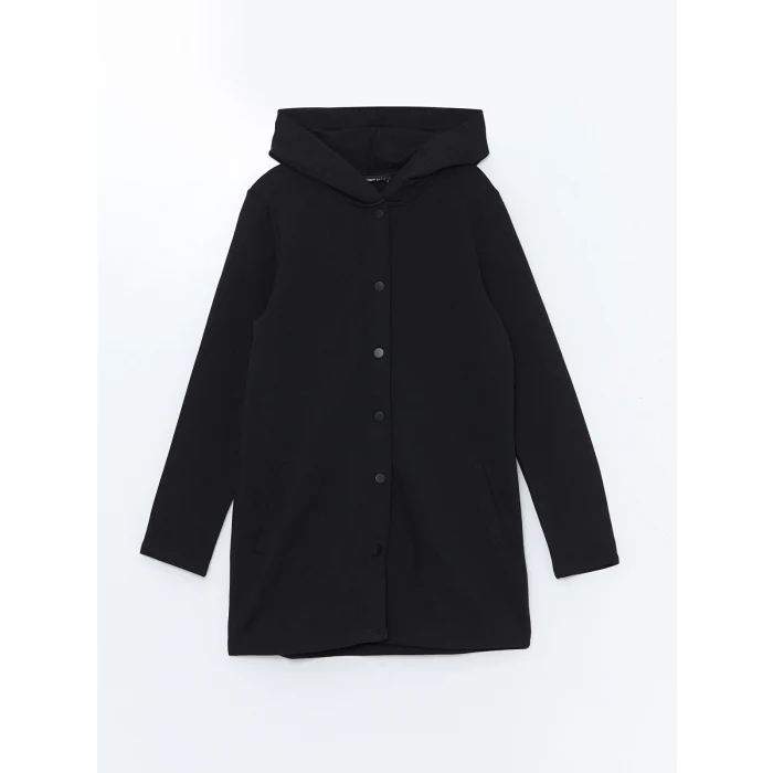 LCWAIKIKI Basic Siyah Kapüşonlu Kadın Hırka