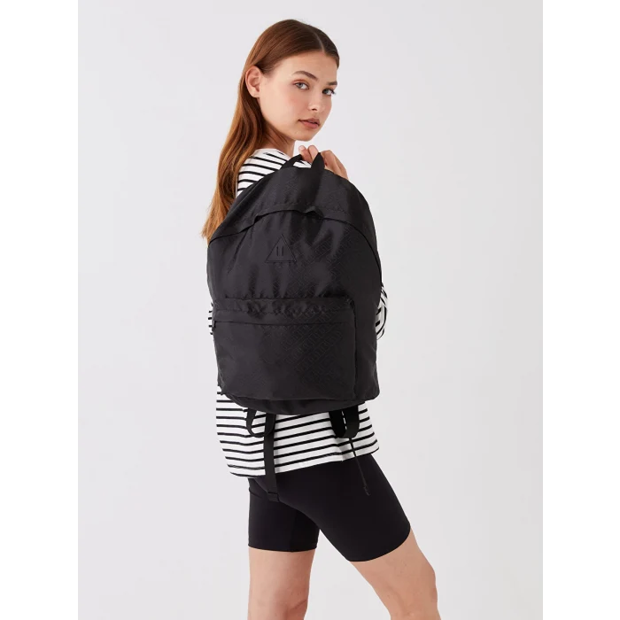 LCW ACCESSORIES Siyah Etiket Baskılı Kadın Sırt Çantası