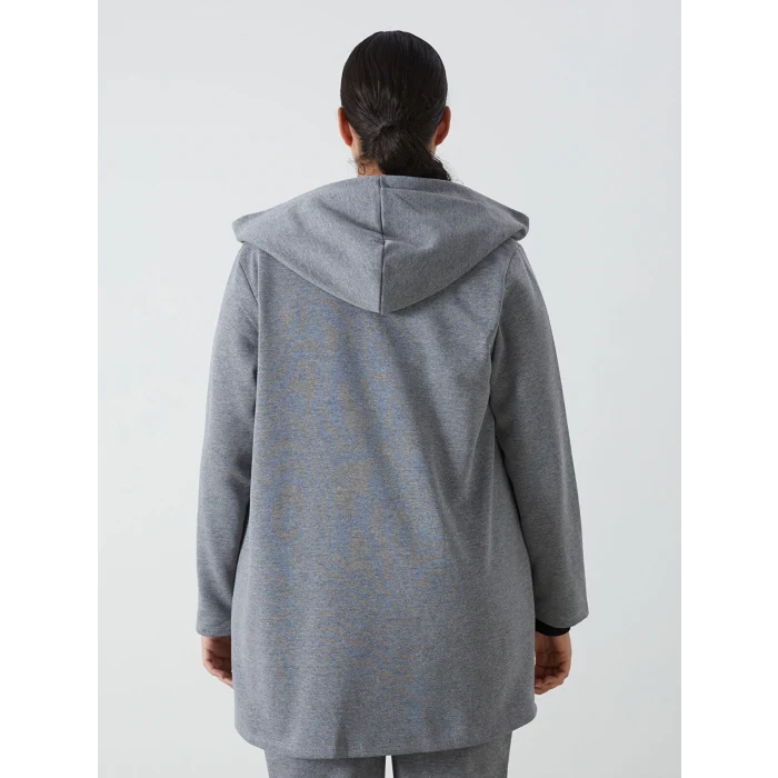 LCWAIKIKI Basic Antrasit Kapüşonlu Kadın Hırka