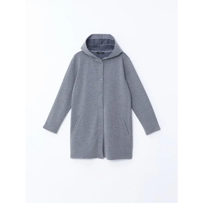 LCWAIKIKI Basic Antrasit Kapüşonlu Kadın Hırka