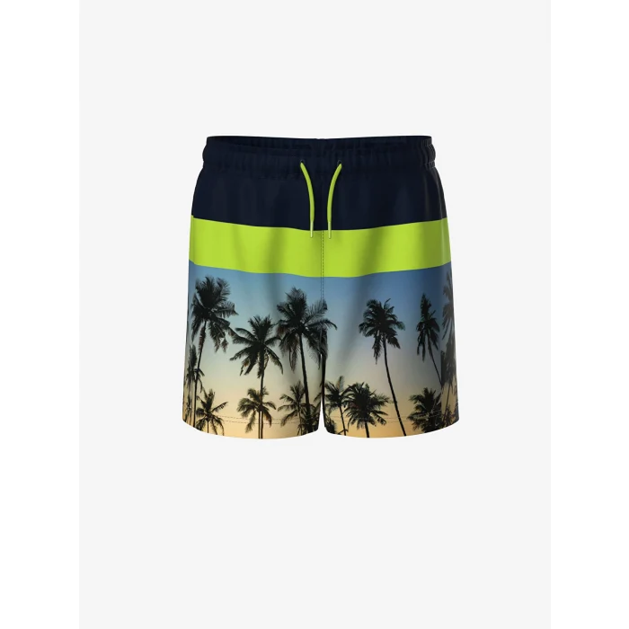 LCW Kids Lacivert Beli Lastikli Baskılı Erkek Çocuk Deniz Şortu