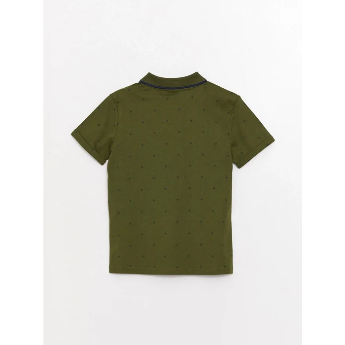 LCW Kids Yeşil Polo Yaka Baskılı Kısa Kollu Erkek Çocuk Tişört