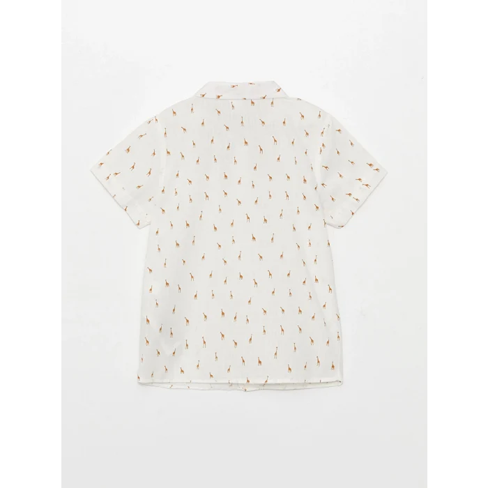 LCW baby Beyaz Kısa Kollu Desenli Erkek Bebek Gömlek ve Papyon 2li Takım