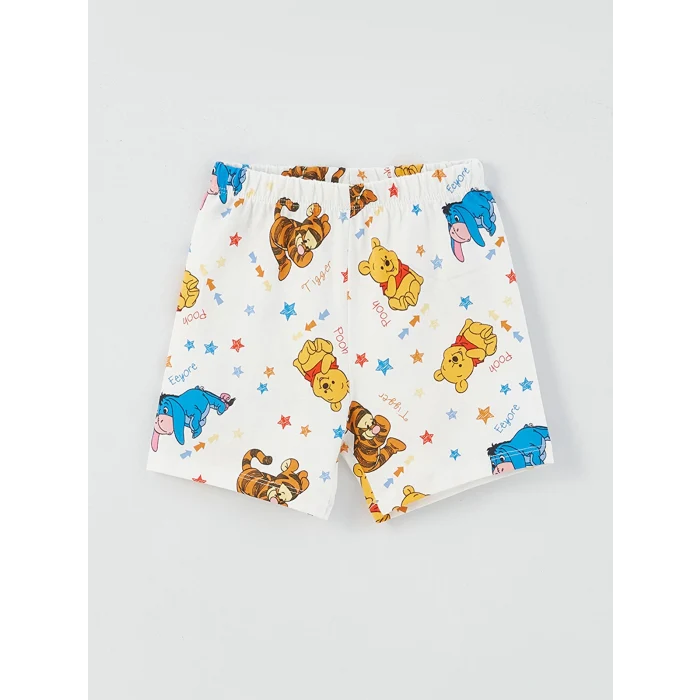 LCW baby Ekru Polo Yaka Kısa Kollu Baskılı Erkek Bebek Pijama Takım