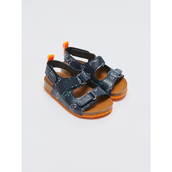 LCW STEPS Lacivert Baskılı Cırt Cırtlı Erkek Bebek Sandalet