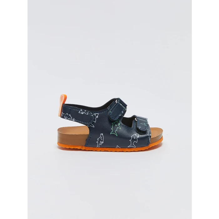 LCW STEPS Lacivert Baskılı Cırt Cırtlı Erkek Bebek Sandalet