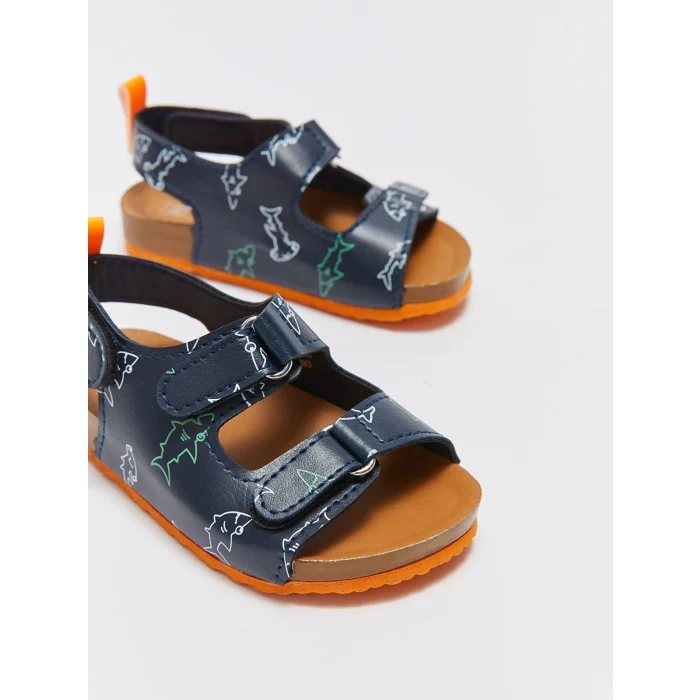 LCW STEPS Lacivert Baskılı Cırt Cırtlı Erkek Bebek Sandalet