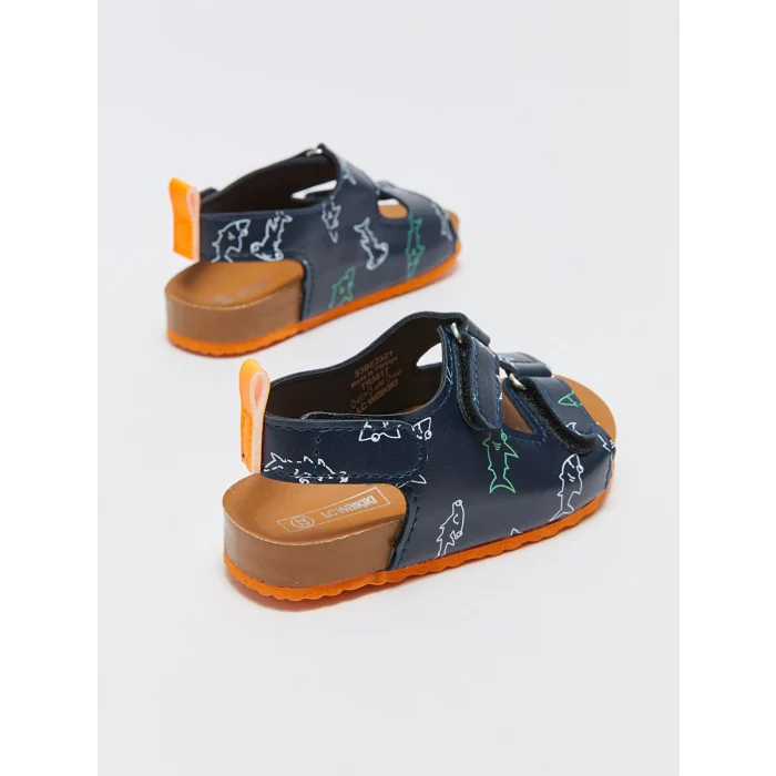 LCW STEPS Lacivert Baskılı Cırt Cırtlı Erkek Bebek Sandalet