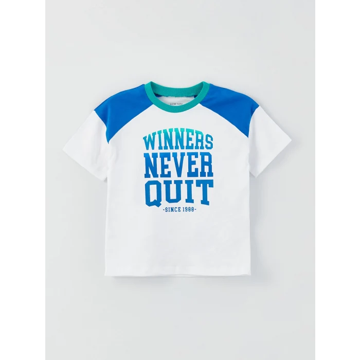 LCW baby Beyaz Bisiklet Yaka Erkek Bebek Tişört ve Şort 2li