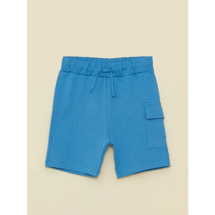 LCW baby Mavi Polo Yaka Kısa Kollu Baskılı Erkek Bebek Tişört ve Şort 2li Takım