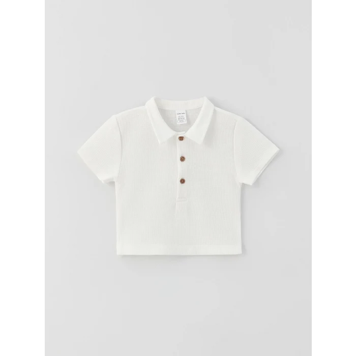 LCW baby Ekru Polo Yaka Kısa Kollu Erkek Bebek Tişört ve Şort 2li Takım