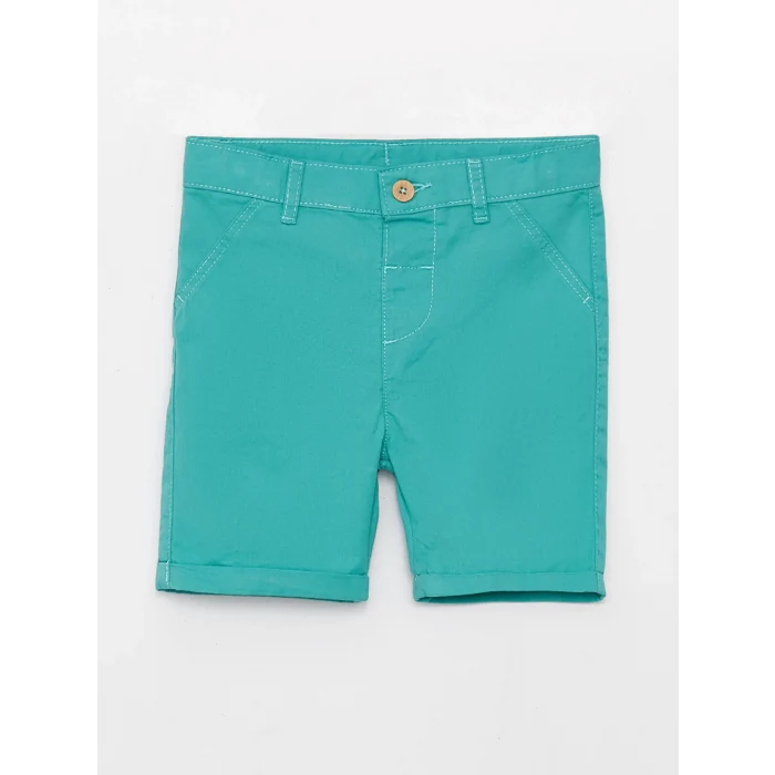 LCW baby Ekru Desenli Kısa Kollu Erkek Bebek Gömlek ve Şort 2li Takım