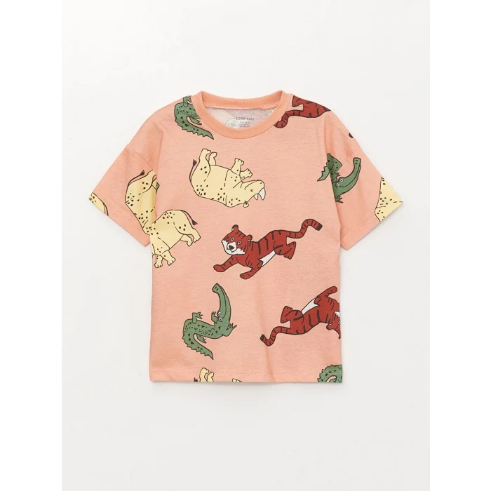 LCW baby Mercan Bisiklet Yaka Kısa Kollu Erkek Bebek Tişört ve Şort 2li Takım