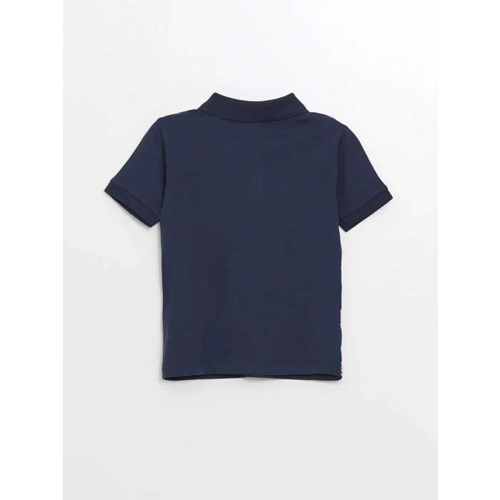 LCW Kids Indigo Polo Yaka Kısa Kollu Nakışlı Erkek Bebek Tişört