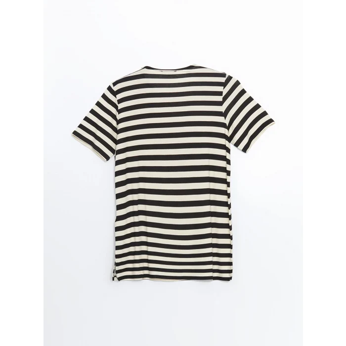 LCW Grace Siyah Bisiklet Yaka Çizgili Kadın Bluz