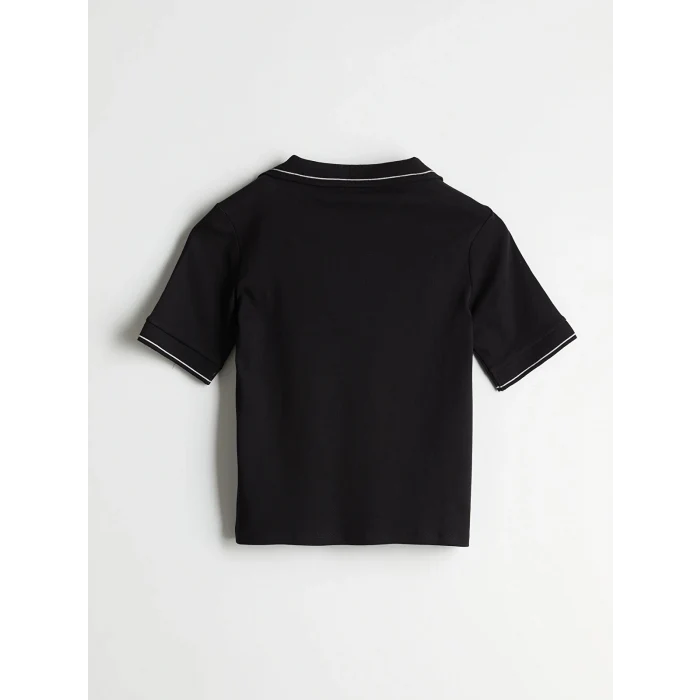 LCWAIKIKI Classic Siyah Polo Yaka Kadın Crop