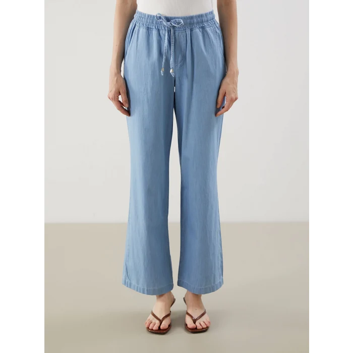 LCWAIKIKI Classic Bej Beli Lastikli Wideleg Kadın Jean Pantolon