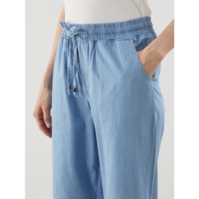 LCWAIKIKI Classic Bej Beli Lastikli Wideleg Kadın Jean Pantolon