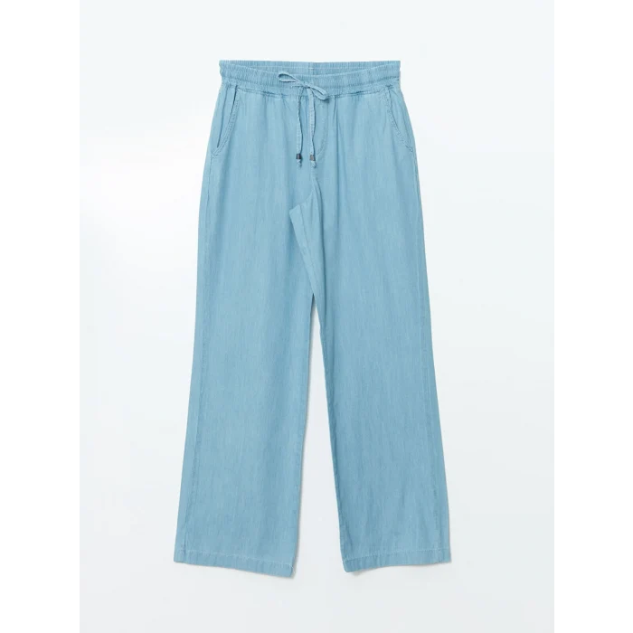 LCWAIKIKI Classic Bej Beli Lastikli Wideleg Kadın Jean Pantolon