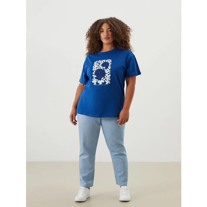 LCW Modest Indigo Beli Lastikli Carrot Fit Kadın Jean Pantolon