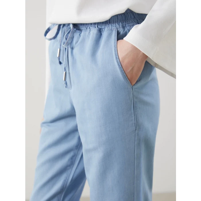 LCW Modest Indigo Beli Lastikli Carrot Fit Kadın Jean Pantolon