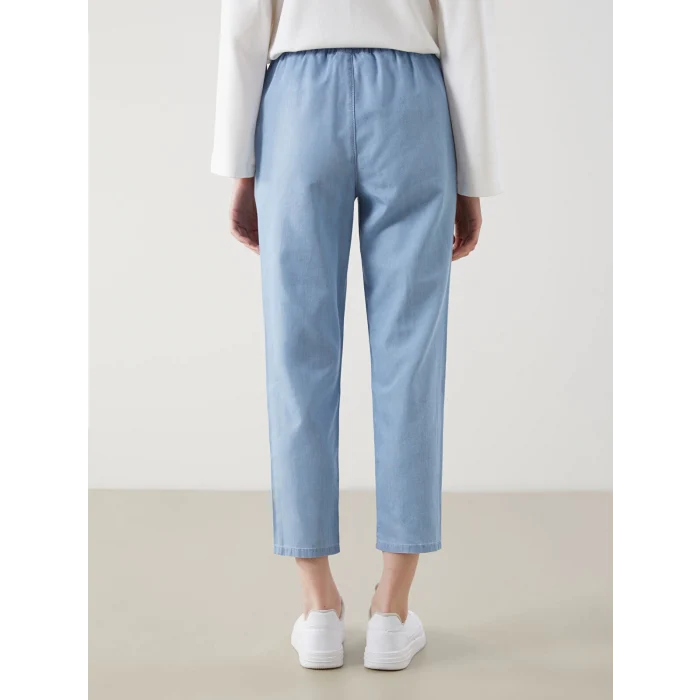 LCW Modest Indigo Beli Lastikli Carrot Fit Kadın Jean Pantolon