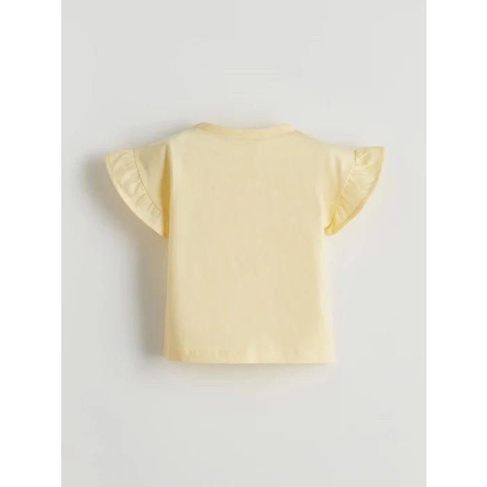 LCW baby Sari Bisiklet Yaka Baskılı Kız Çocuk Tişört ve Şort 2li