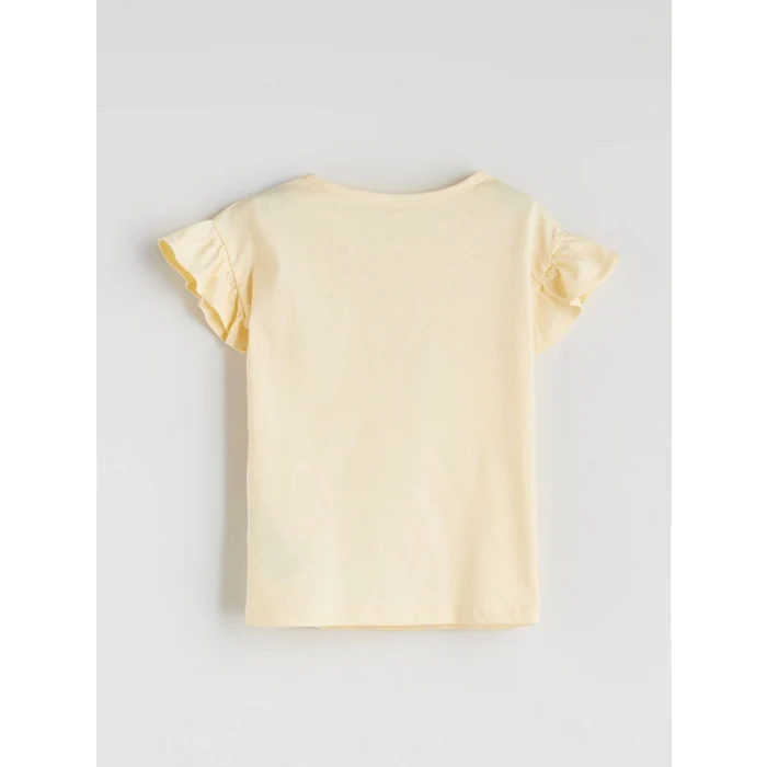 LCW baby Sari Bisiklet Yaka Baskılı Kız Çocuk Tişört ve Şort 2li