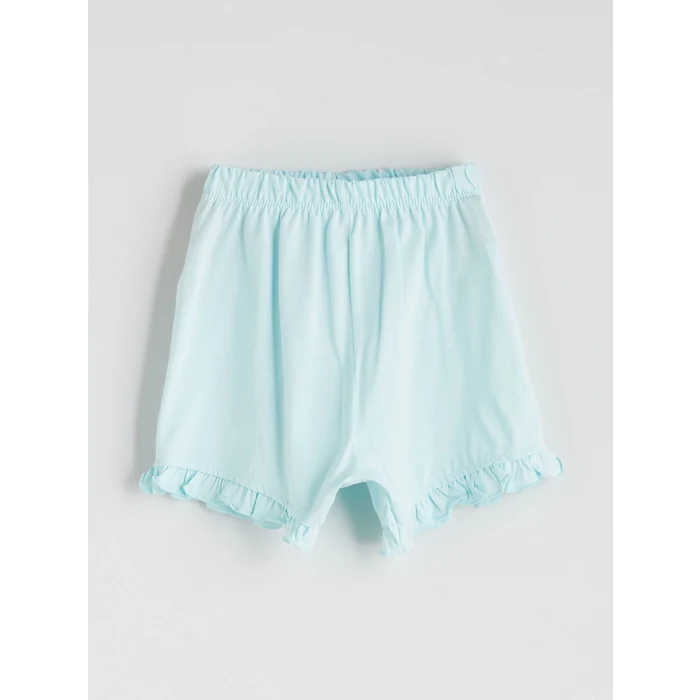 LCW baby Sari Bisiklet Yaka Baskılı Kız Çocuk Tişört ve Şort 2li