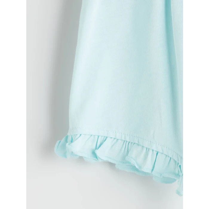 LCW baby Sari Bisiklet Yaka Baskılı Kız Çocuk Tişört ve Şort 2li