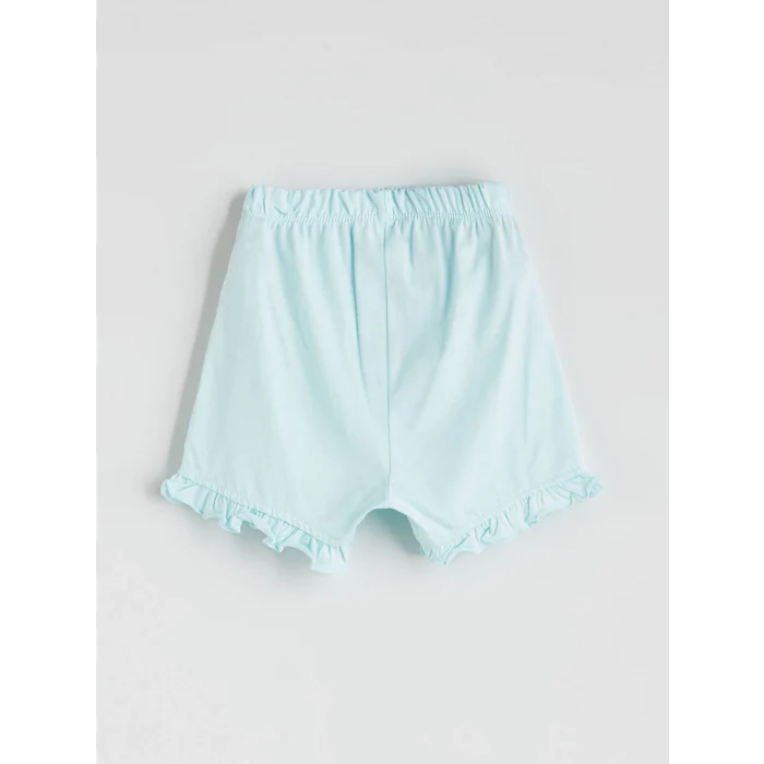 LCW baby Sari Bisiklet Yaka Baskılı Kız Çocuk Tişört ve Şort 2li