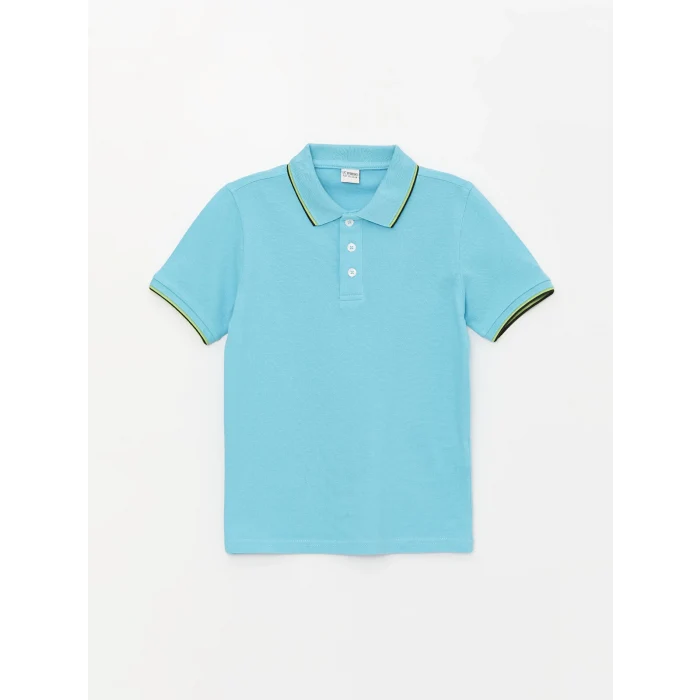LCW Kids Mavi Polo Yaka Basic Kısa Kollu Erkek Çocuk Tişört