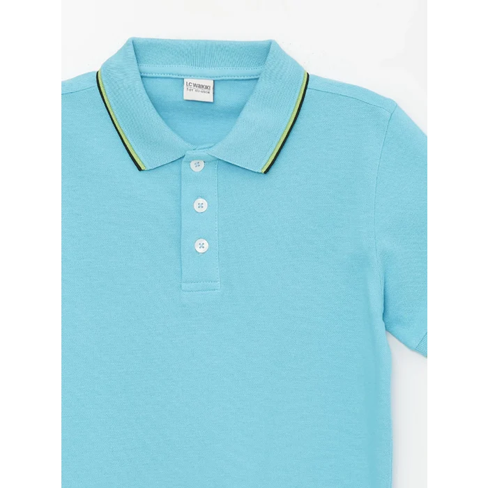 LCW Kids Mavi Polo Yaka Basic Kısa Kollu Erkek Çocuk Tişört