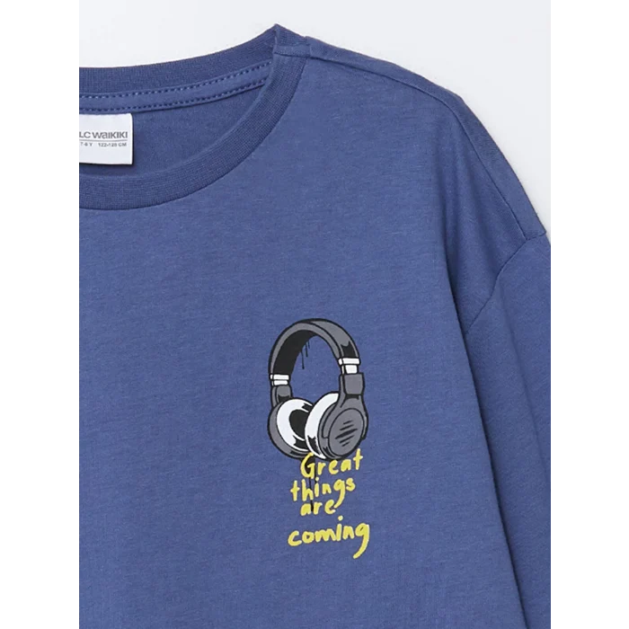 LCW Kids Mavi Baskılı Erkek Çocuk Pijama Takımı