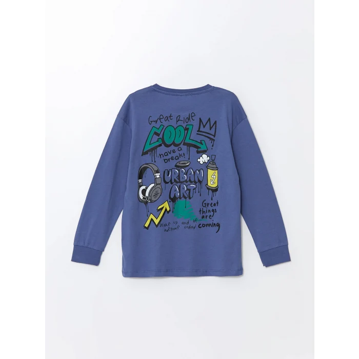 LCW Kids Mavi Baskılı Erkek Çocuk Pijama Takımı