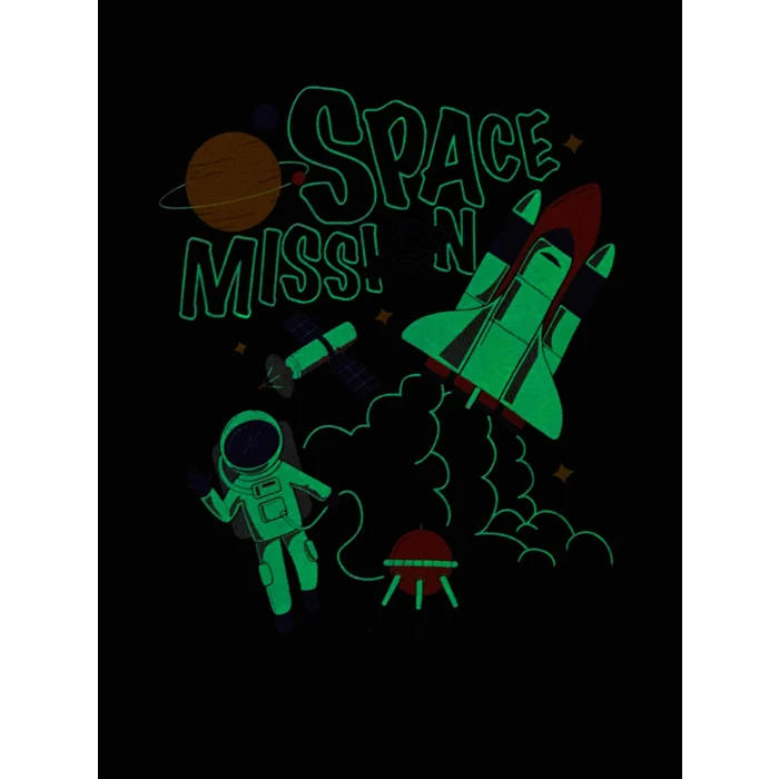 LCW Kids Lacivert Bisiklet Yaka Baskılı Uzun Kollu Erkek Çocuk Pijama Takımı