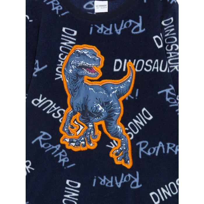 LCW Kids Lacivert Bisiklet Yaka Polar Erkek Çocuk Pijama Takımı