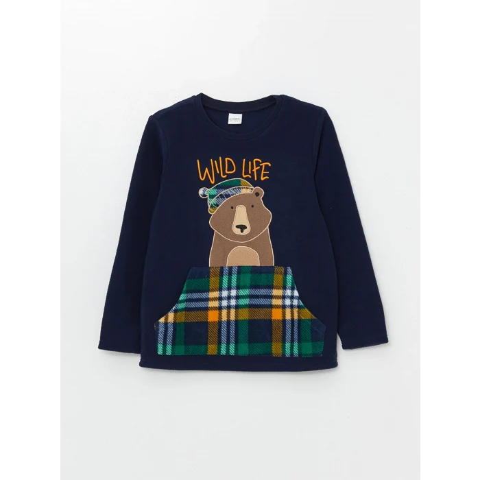 LCW Kids Lacivert Bisiklet Yaka Erkek Çocuk Pijama Takımı