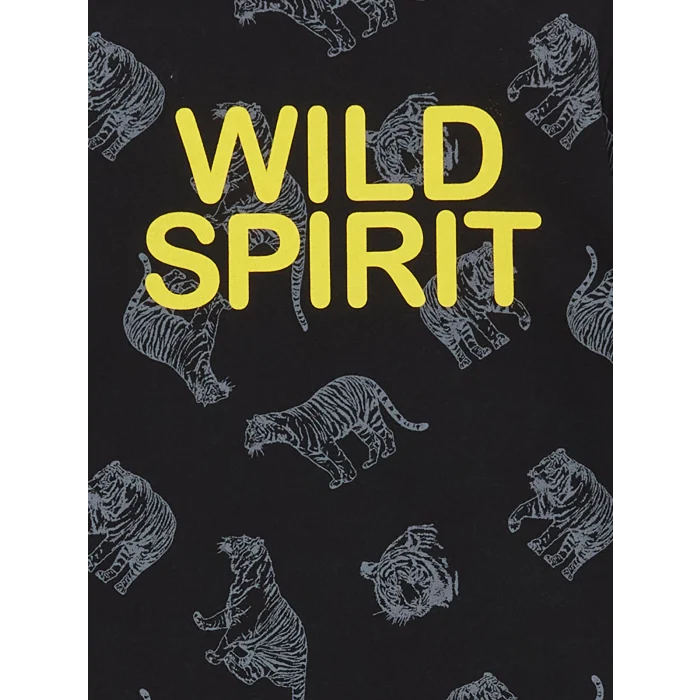 LCW Kids Antrasit Bisiklet Yaka Baskılı Uzun Kollu Erkek Çocuk Pijama Takımı