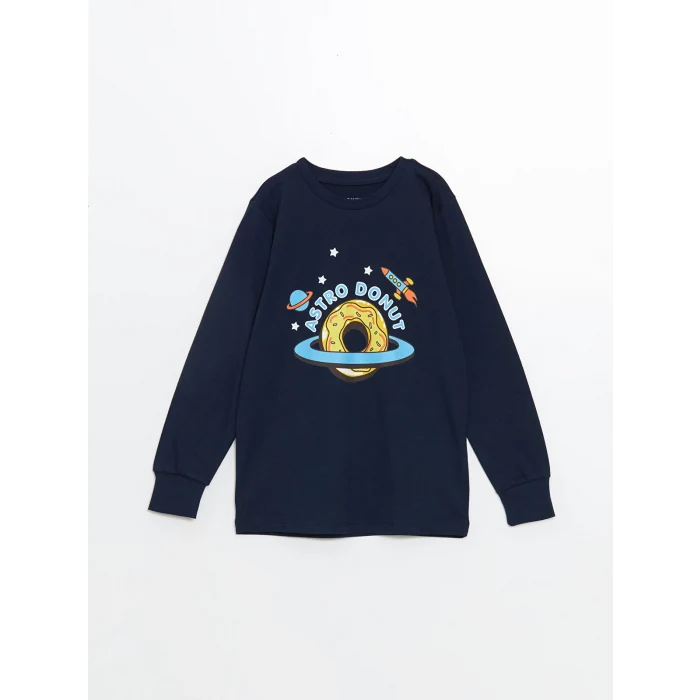 LCW Kids Lacivert Bisiklet Yaka Erkek Çocuk Pijama Takımı