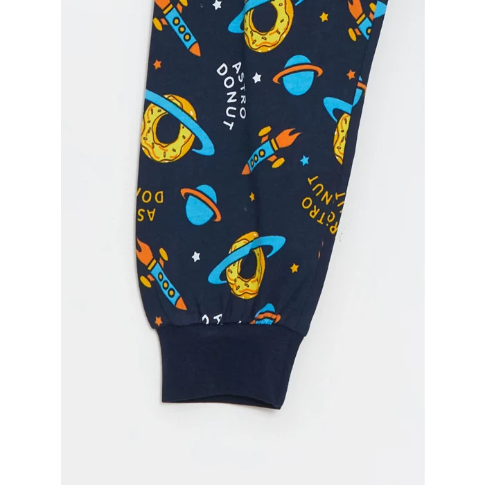 LCW Kids Lacivert Bisiklet Yaka Erkek Çocuk Pijama Takımı