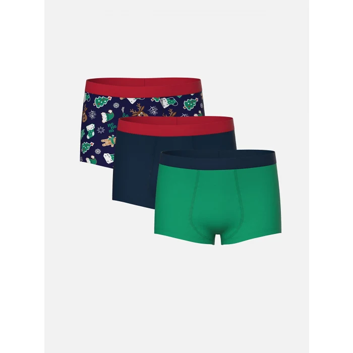 LCW Kids Lacivert Yılbaşı Temalı Erkek Çocuk Boxer 3lü
