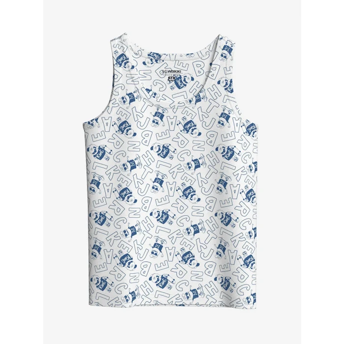 LCW Kids Beyaz Bisiklet Yaka Baskılı Erkek Çocuk Atlet 2li